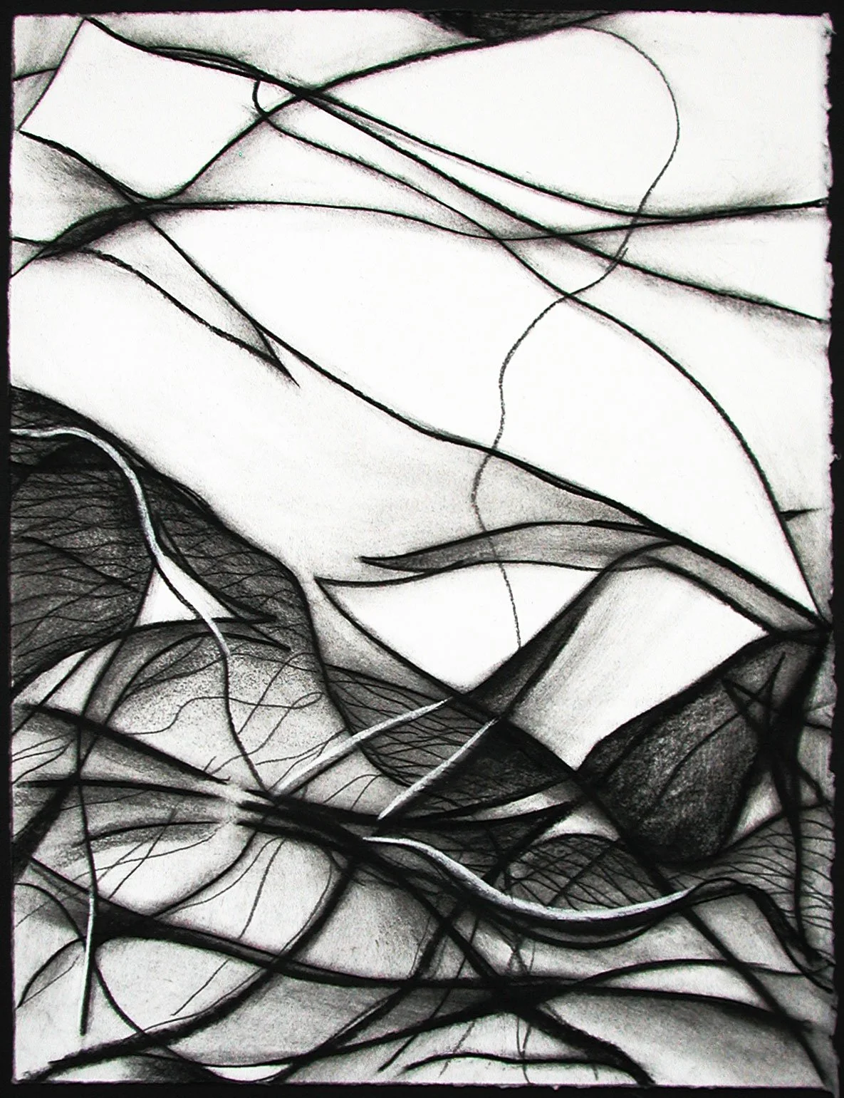  _____ Click to see entire image _____   Jeremy McDonnell 
 White Cantilever , 2003 
Charcoal on Paper 
15 x 11 inches