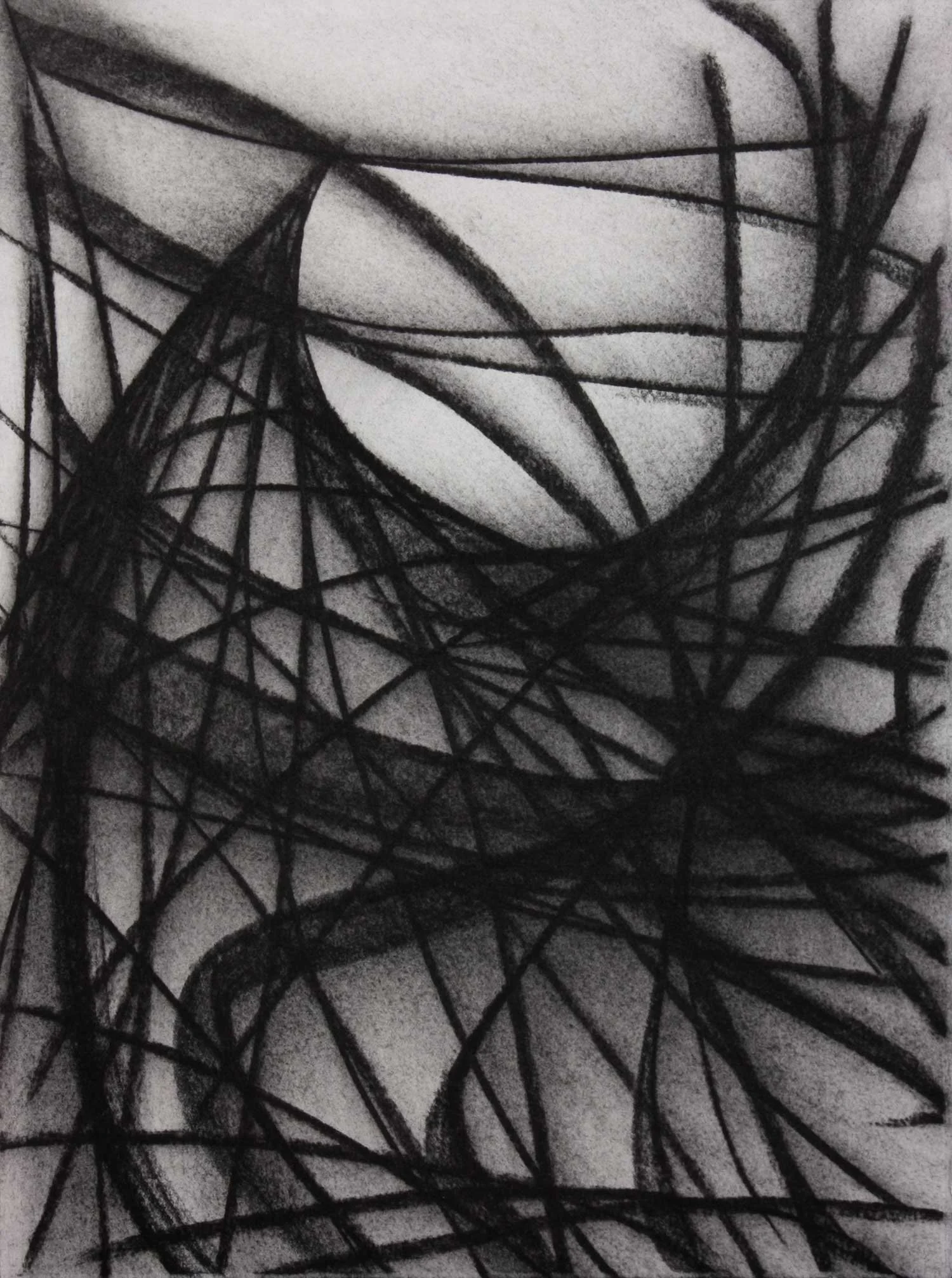  _____ Click to see entire image _____   Jeremy McDonnell 
 LinesToSkyHorn , 2003 
Charcoal on Paper 
11 x 8 1/2 inches 