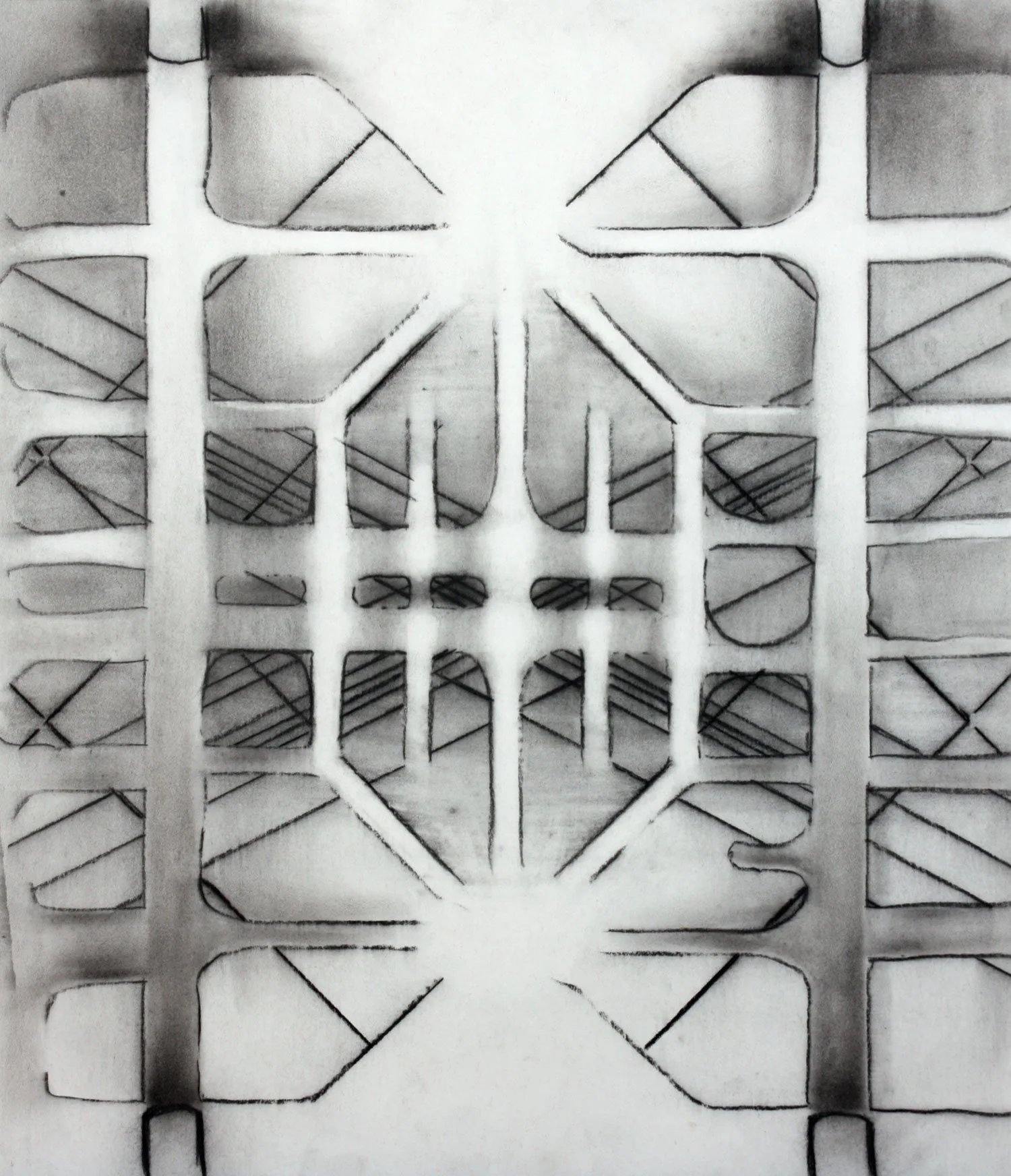  _____ Click to see entire image _____    Jeremy McDonnell 
 White Cantilever , 2003 
Charcoal on Paper 
15 x 11 inches