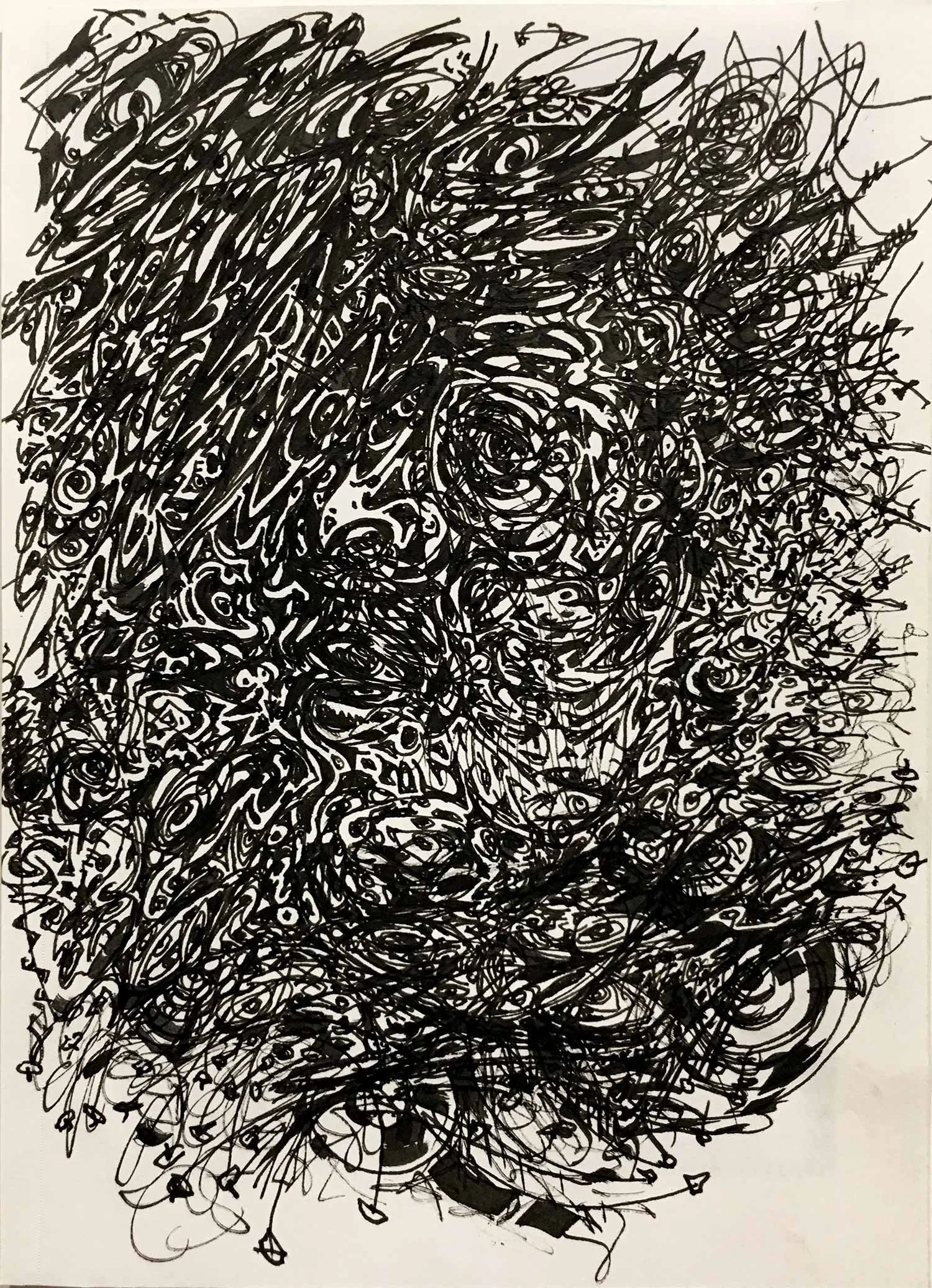  _____ Click to see entire image _____   Jeremy McDonnell 
 Sm Black Landscape , 2023 
Pen and gouache on Card Stock 
7 x 5 inches 