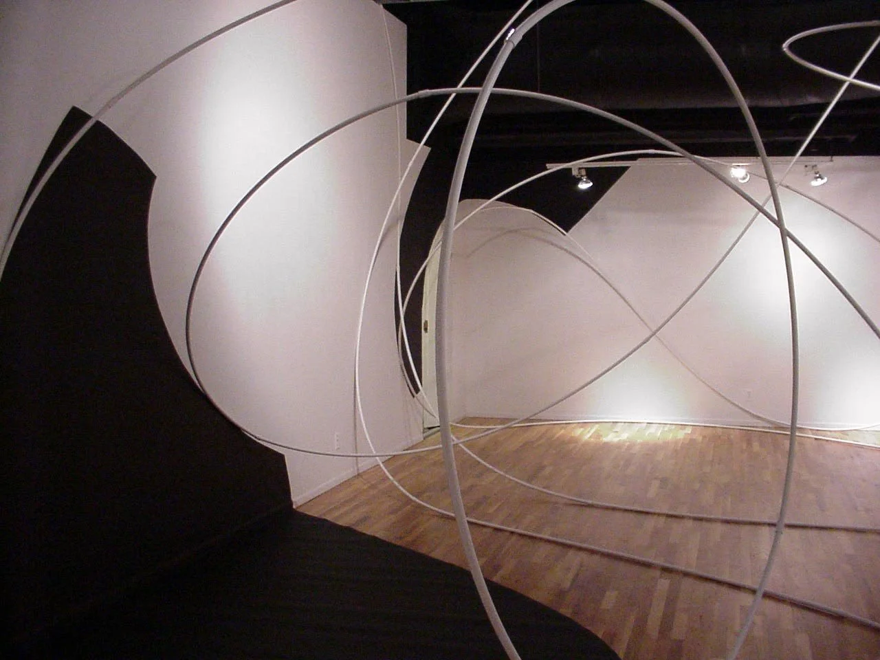  _____ Click to see entire  image _____  
Jeremy McDonnell
 Constellation_FarEnd_ToEntry 
One continuous line (700 feet) and related Paper Elements articulating to existing gallery space 
From the installation series: Constellation 
Hopkins Gallery ,