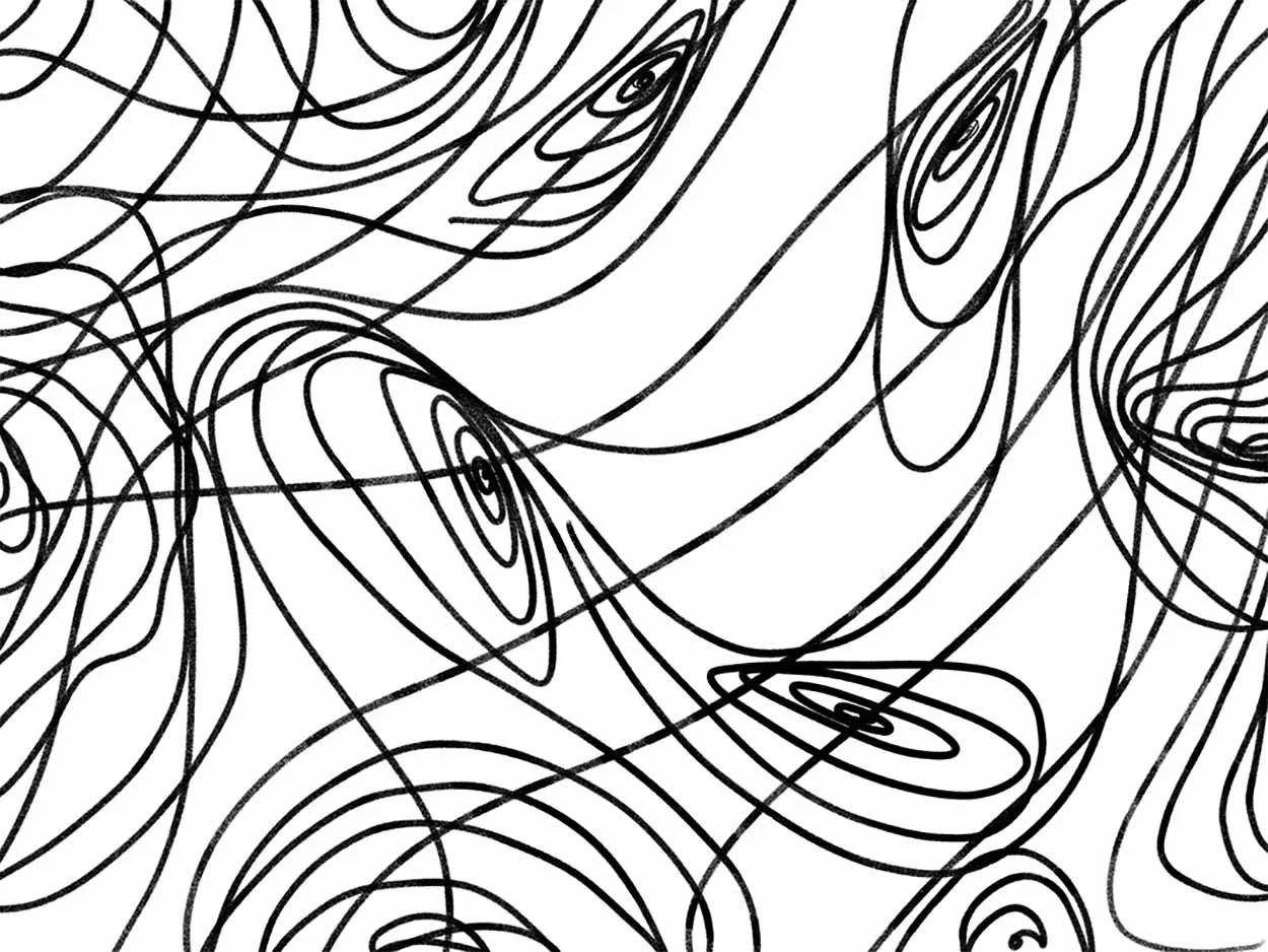  _____ Click to see entire horizontal  image _____ 
  Jeremy McDonnell 
 Knots to Wavy Lines , 2023 
Digital Drawing (vector) 
Size - Variable