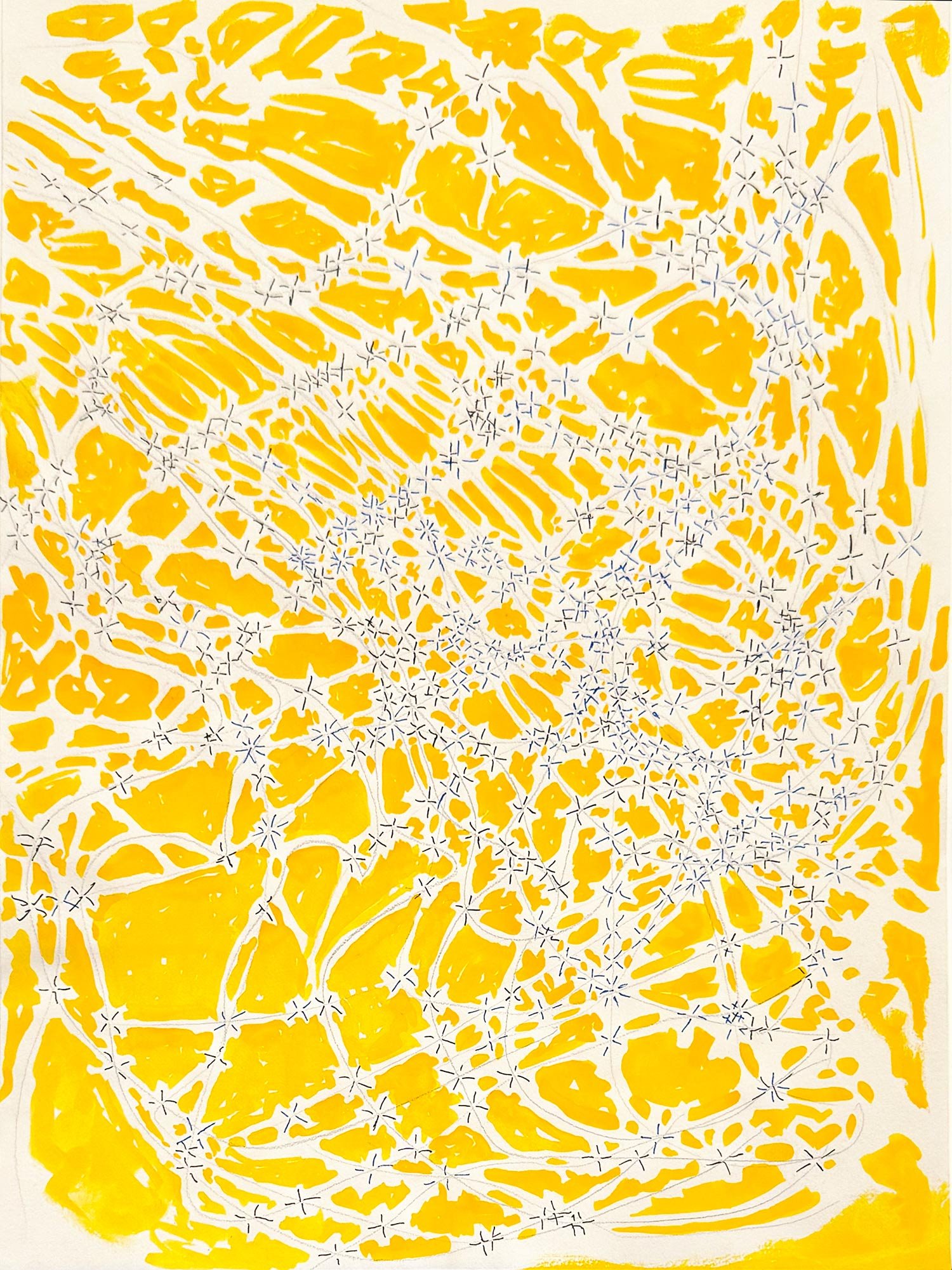  _____ Click to see entire image _____   Jeremy McDonnell 
 Yellow Net , 2025 
Pencil, Pen, Watercolor on Paper 
11 1/8 x  8 1/8 inches
