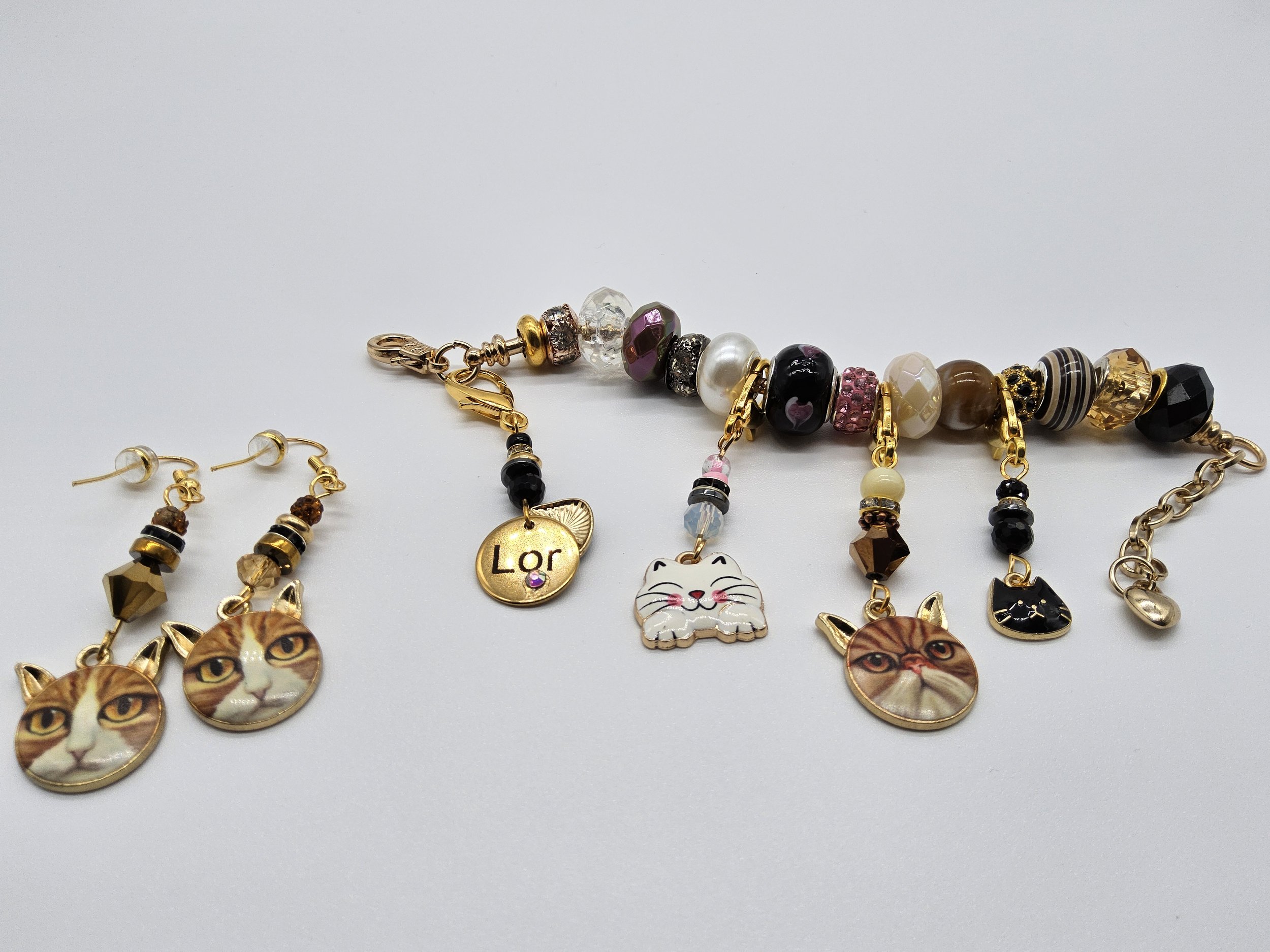 European Cat Bracelet w/ Earrings - CB4