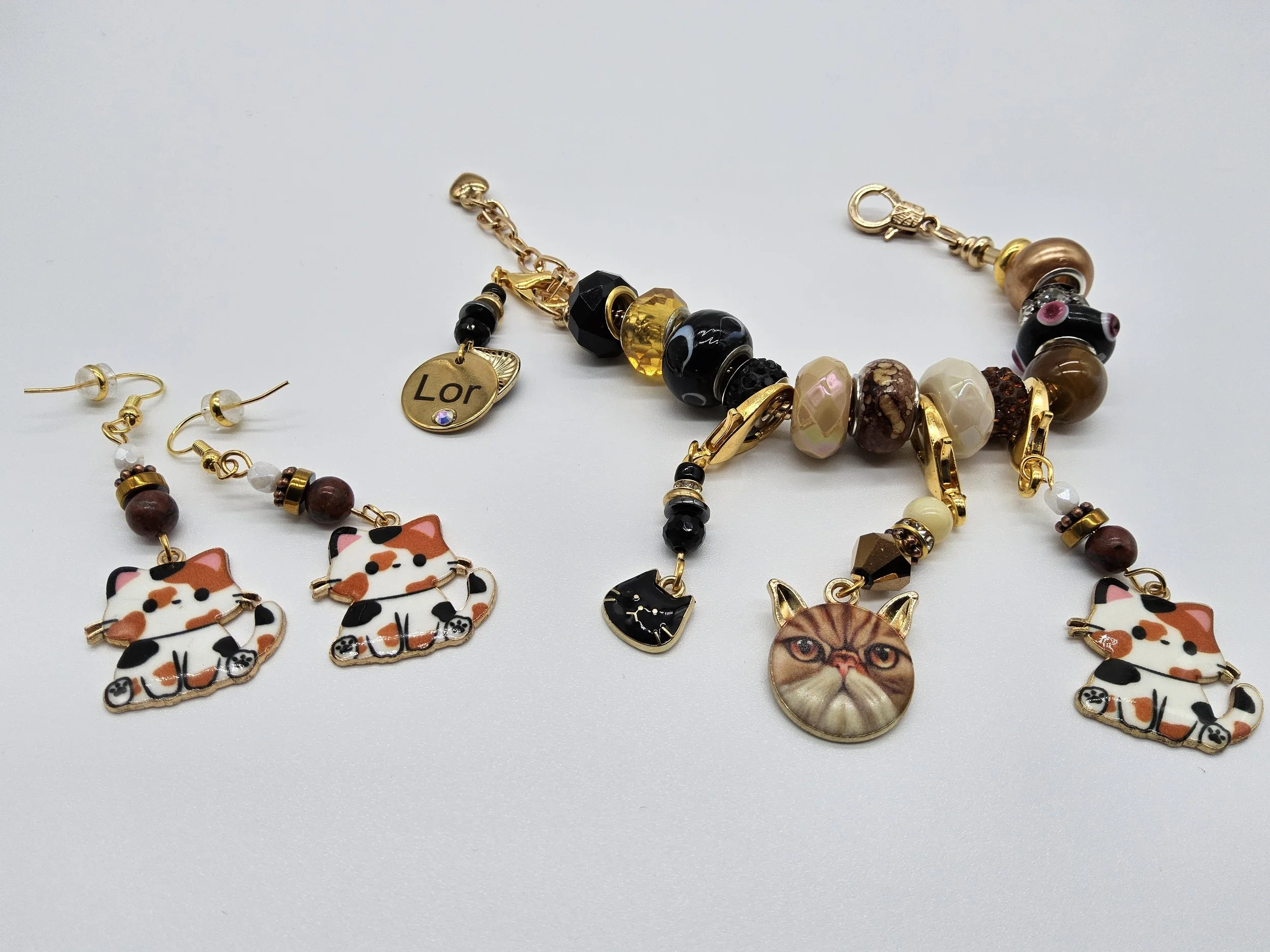European Cat Bracelet w/ Earrings - CB1