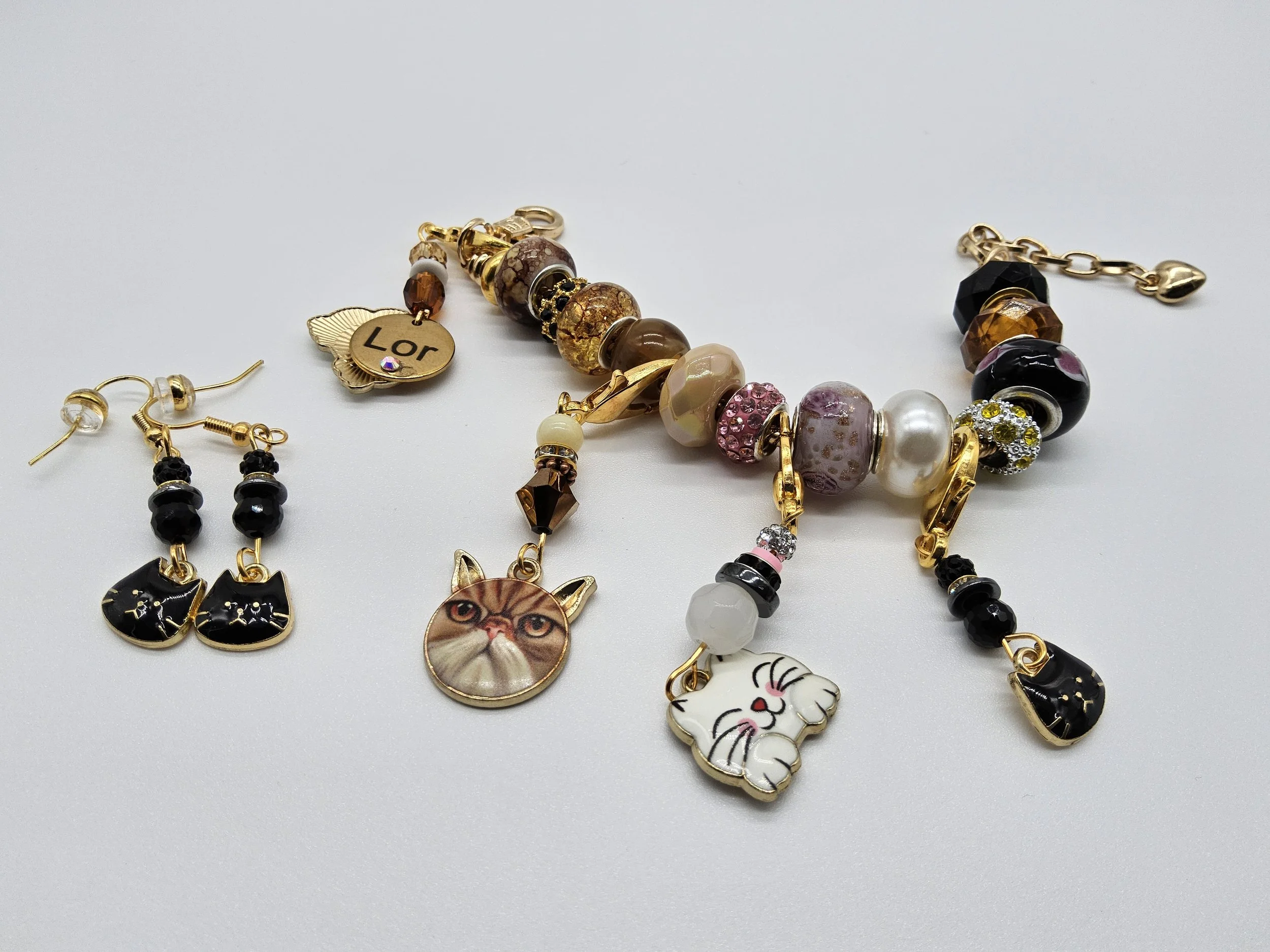 European Cat Bracelet w/ Earrings - CB3