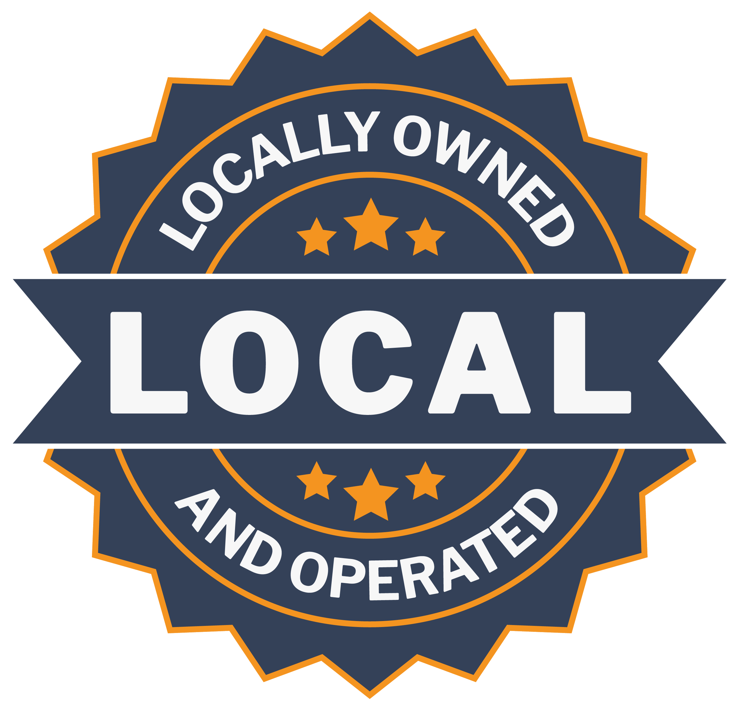 Local government approved operations badge in nautical navy blue and orange with stars