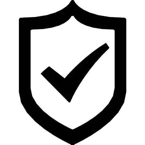 Outline of a shield with a checkmark inside it, symbolizing security or protection.