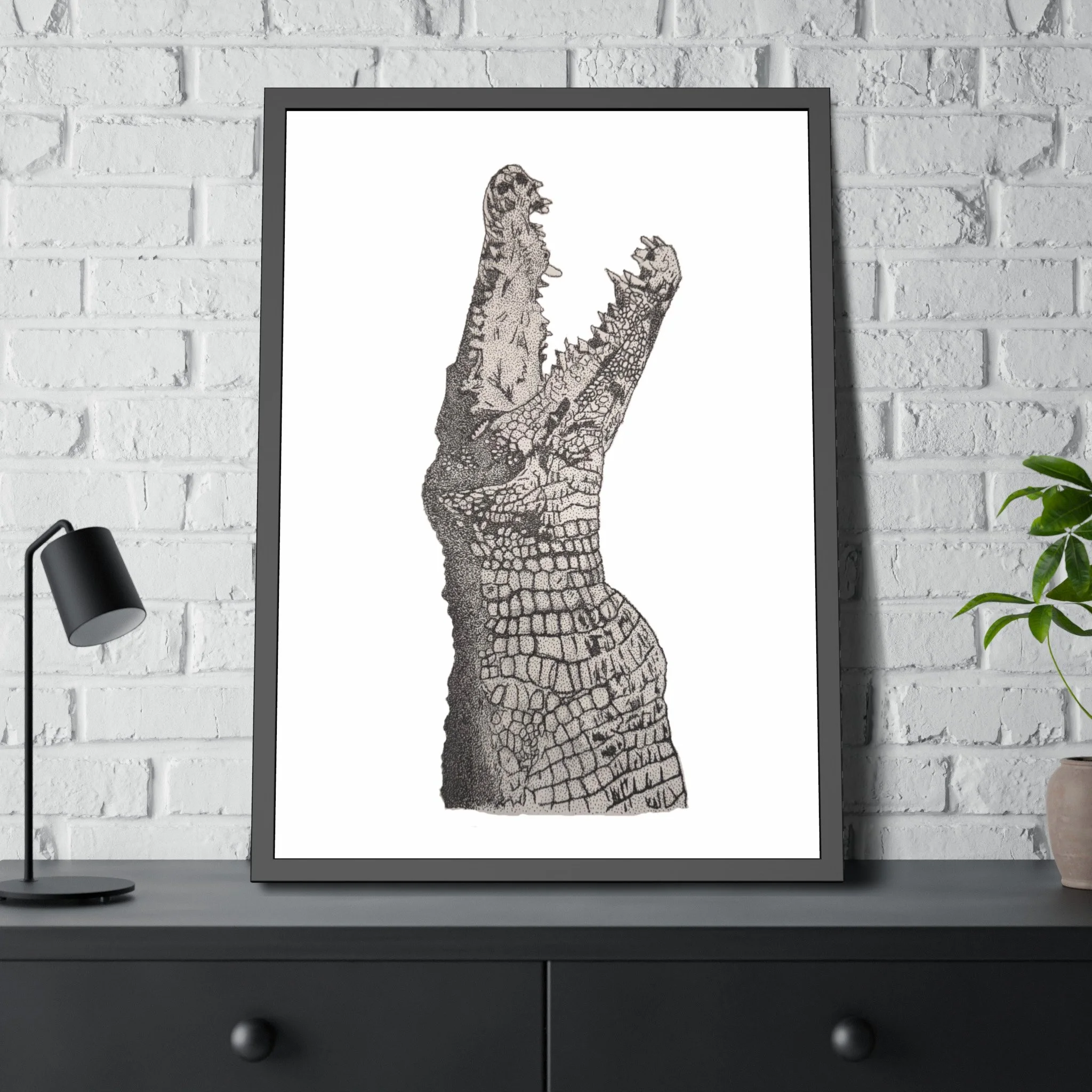 Krusty Cray Crocodile Print Framed