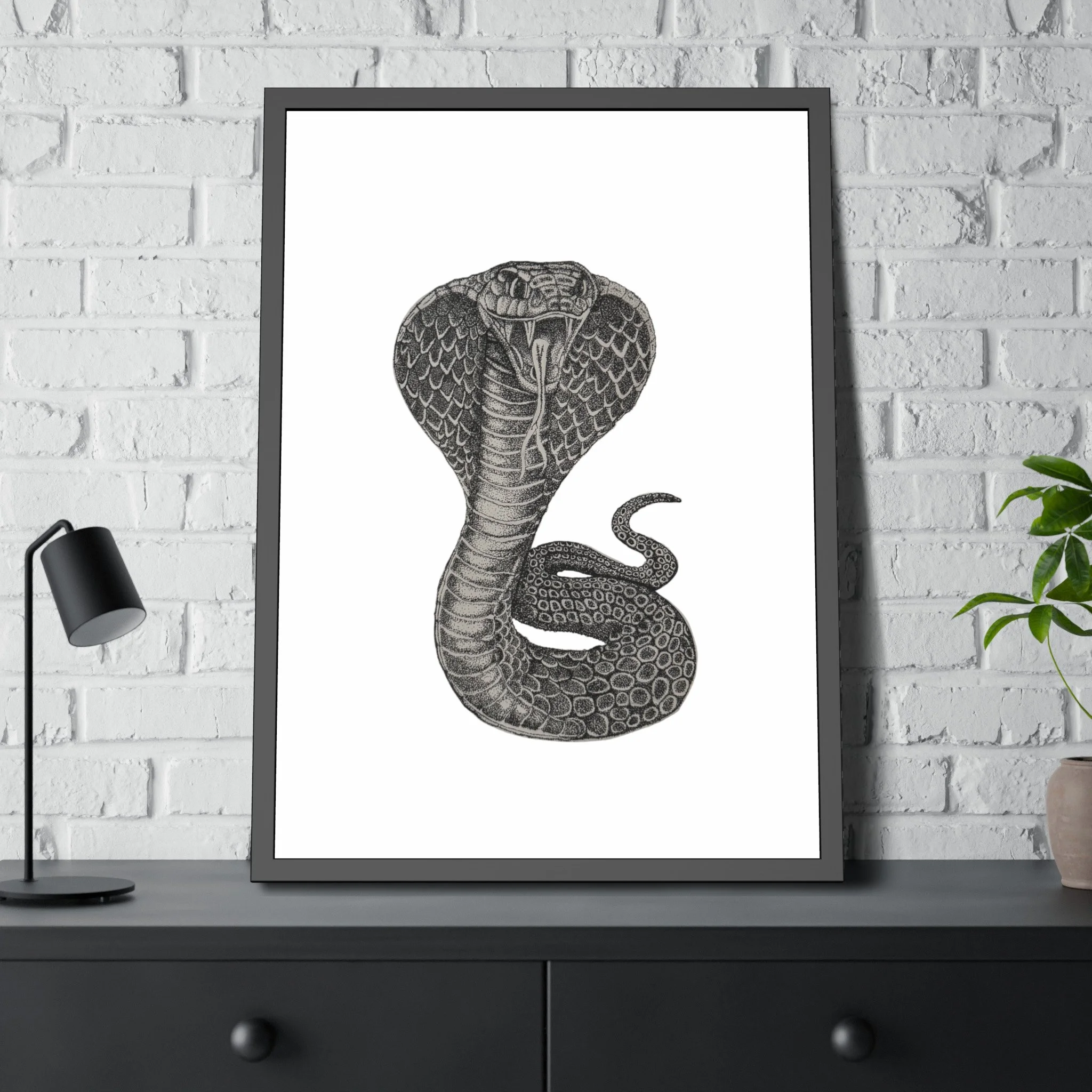 Stippled Cobra Framed Print