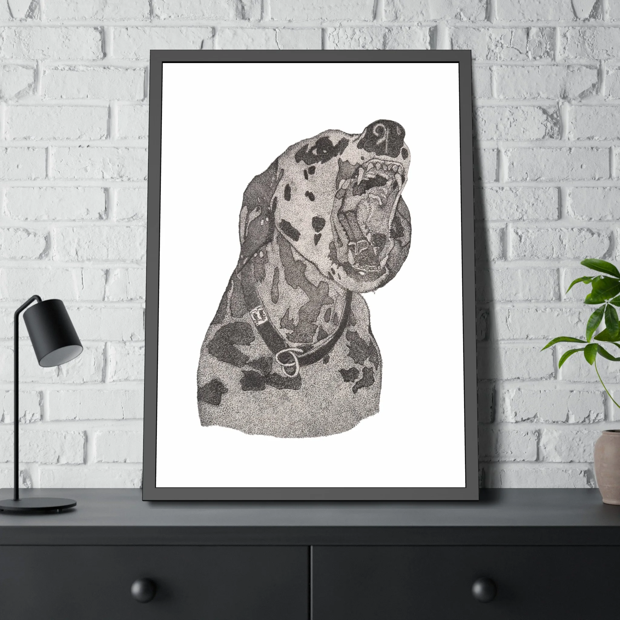 Stippled Dalmatian Framed Print