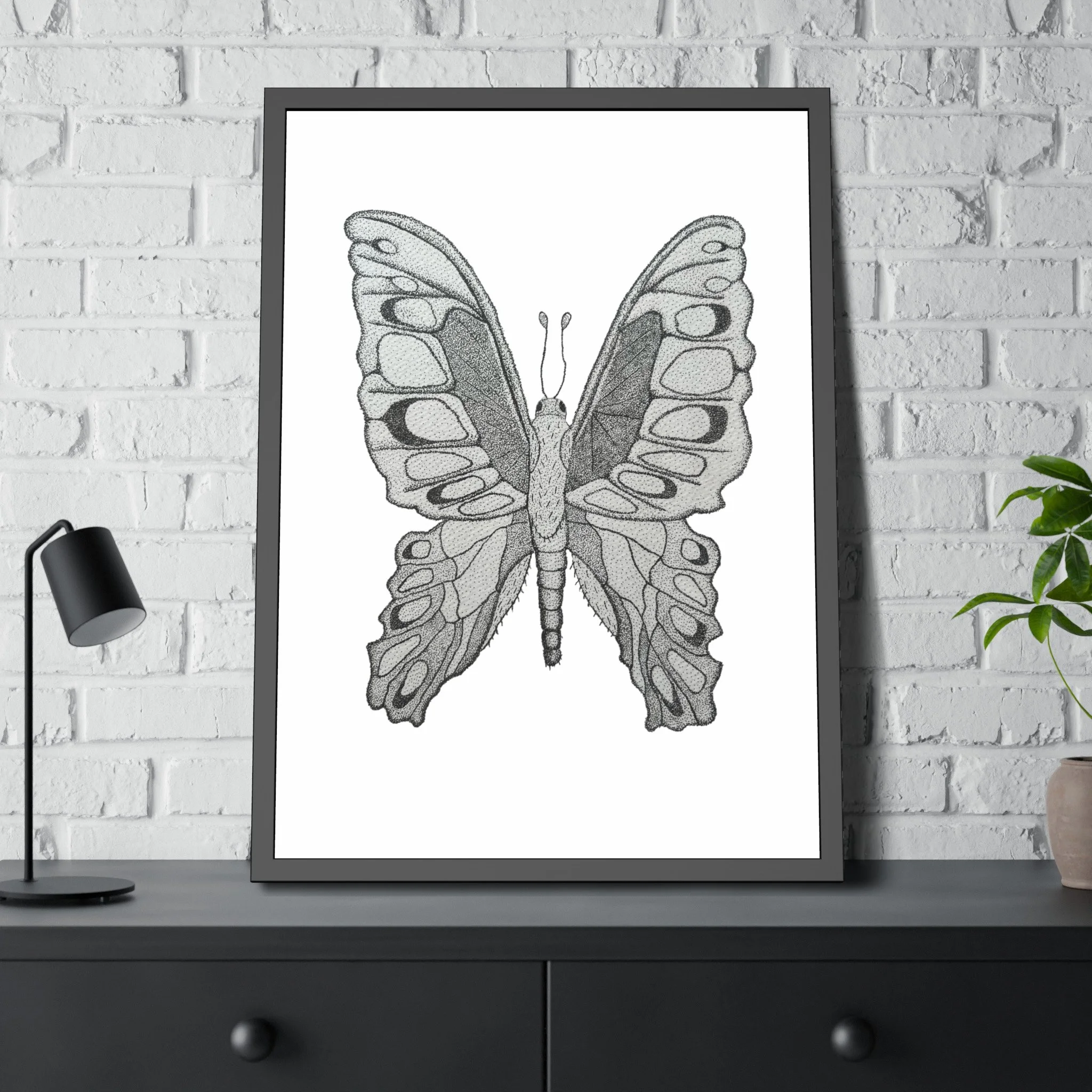 Butterfly stipple art framed print