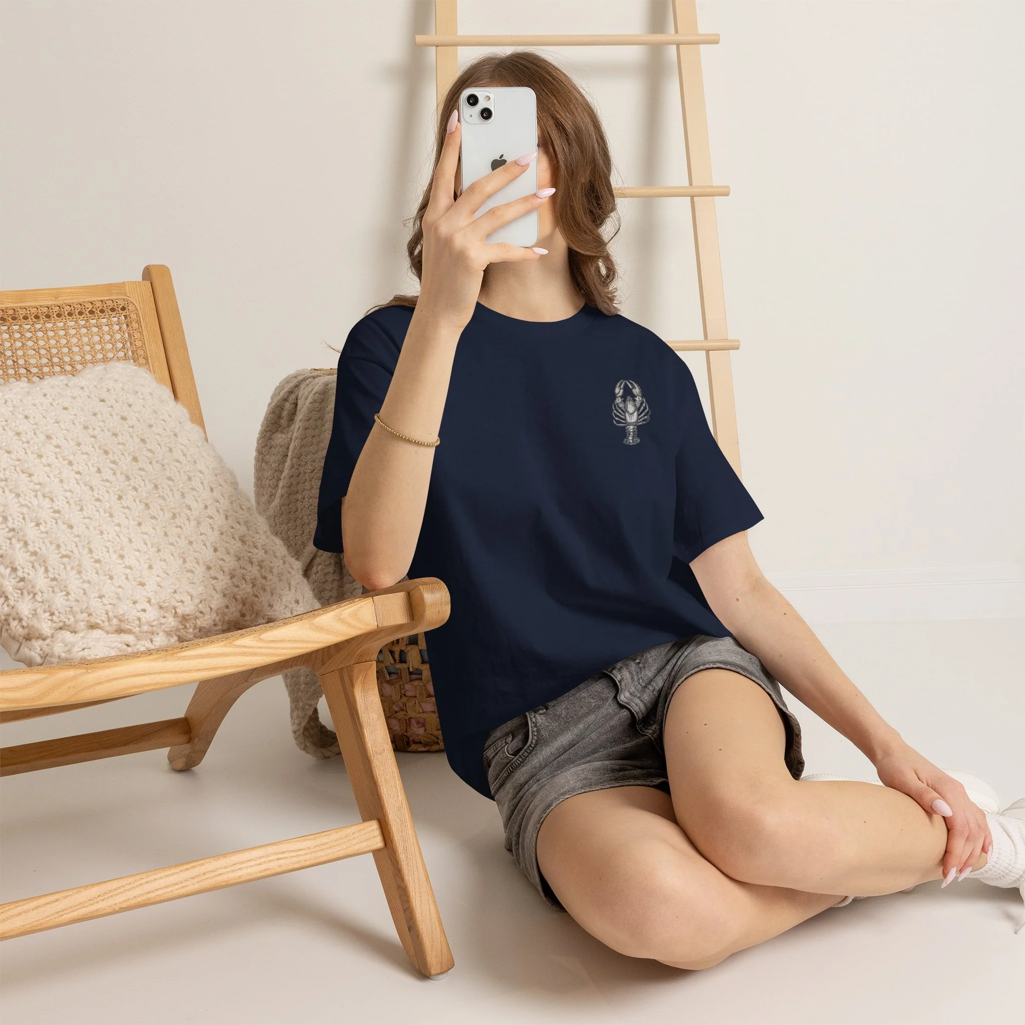 Navy Lobster Cotton Tee