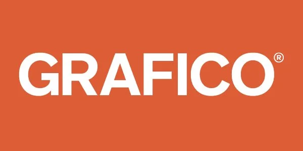 GRAFICO logo on an orange background