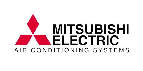 Mitsubishi Electric logo with red three-diamond symbol and black text that says 'Mitsubishi Electric Air Conditioning Systems'