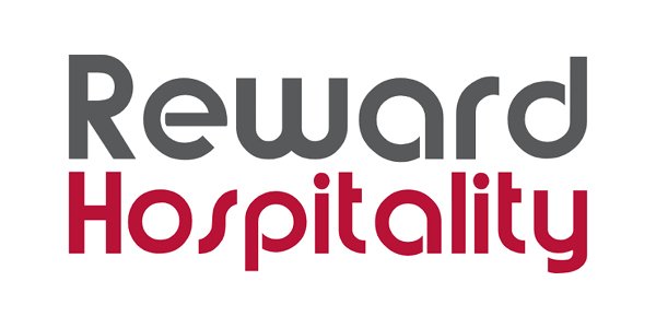 The logo features the words 'Reward Hospitality' with 'Reward' in dark gray and 'Hospitality' in burgundy.