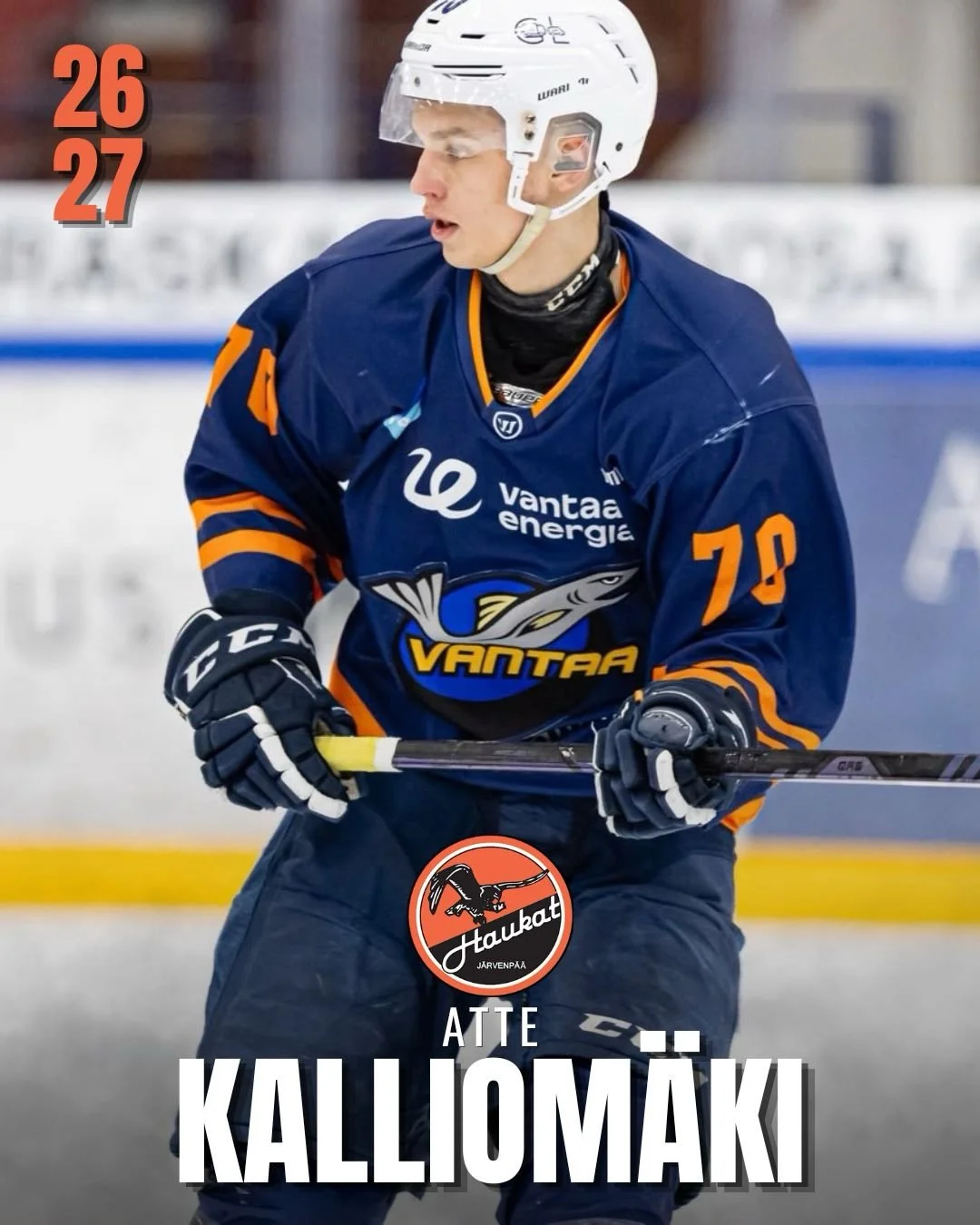 Atte Kalliom&auml;ki J&auml;rvenp&auml;&auml;h&auml;n!✍️

Puolustaja Atte Kalliom&auml;ki vahvistaa tulevalla kaudella edarin rivej&auml;. Edelliset nelj&auml; kautta Atte on pelannut Kiekko-Vantaassa U20 Mestist&auml;. 

Tervetuloa Haukkoihin Atte🦅