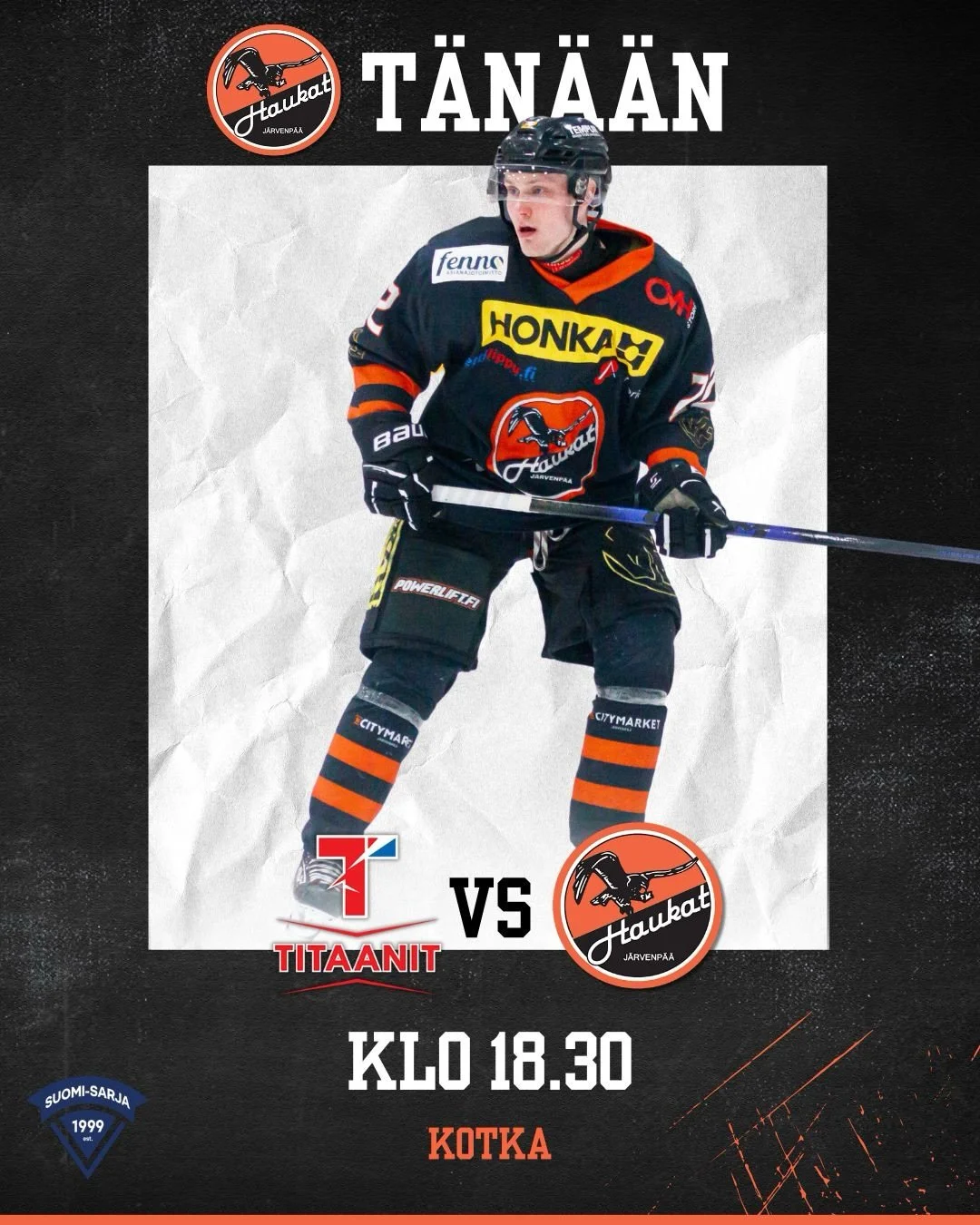 T&auml;n&auml;&auml;n Kotkassa!

#haukat #suomisarja