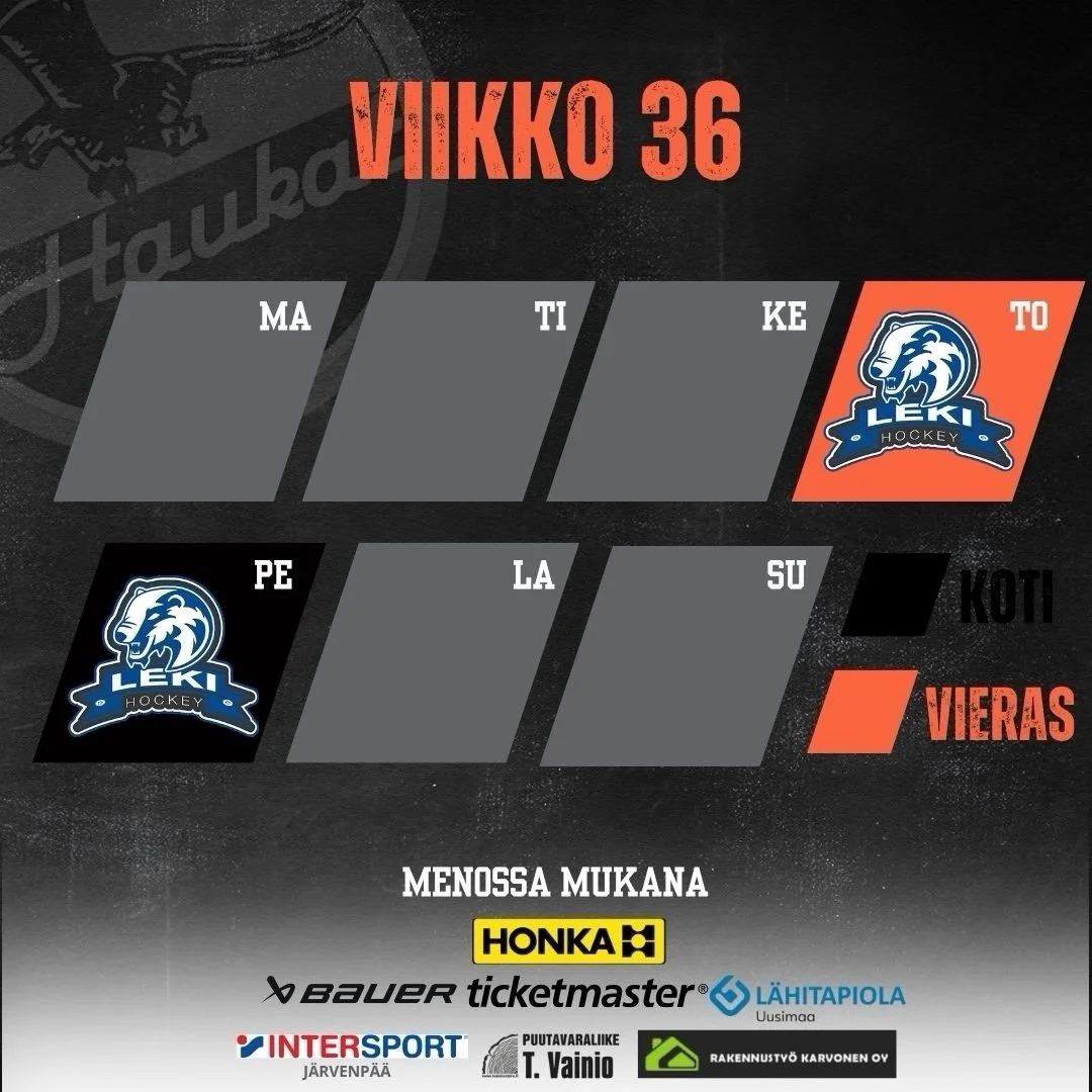 Viimeiset treenipelit ennen ensi viikolla alkavaa runkosarjaa! Back-to-back @lekihockeyofficial kanssa, torstaina Lemp&auml;&auml;l&auml;ss&auml; ja perjantaina J&auml;kess&auml;. 💪

#haukat #suomisarja