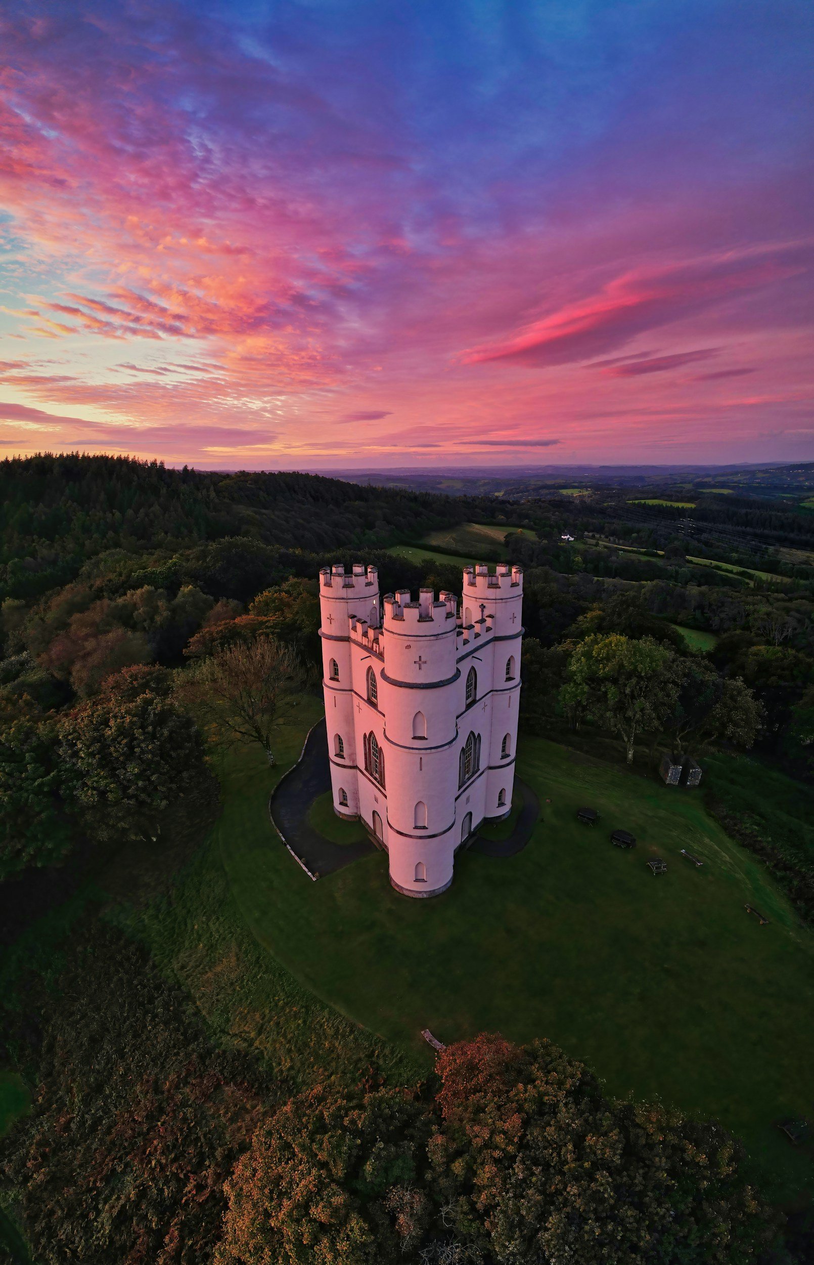 Prise de vue par drone d'un chateau