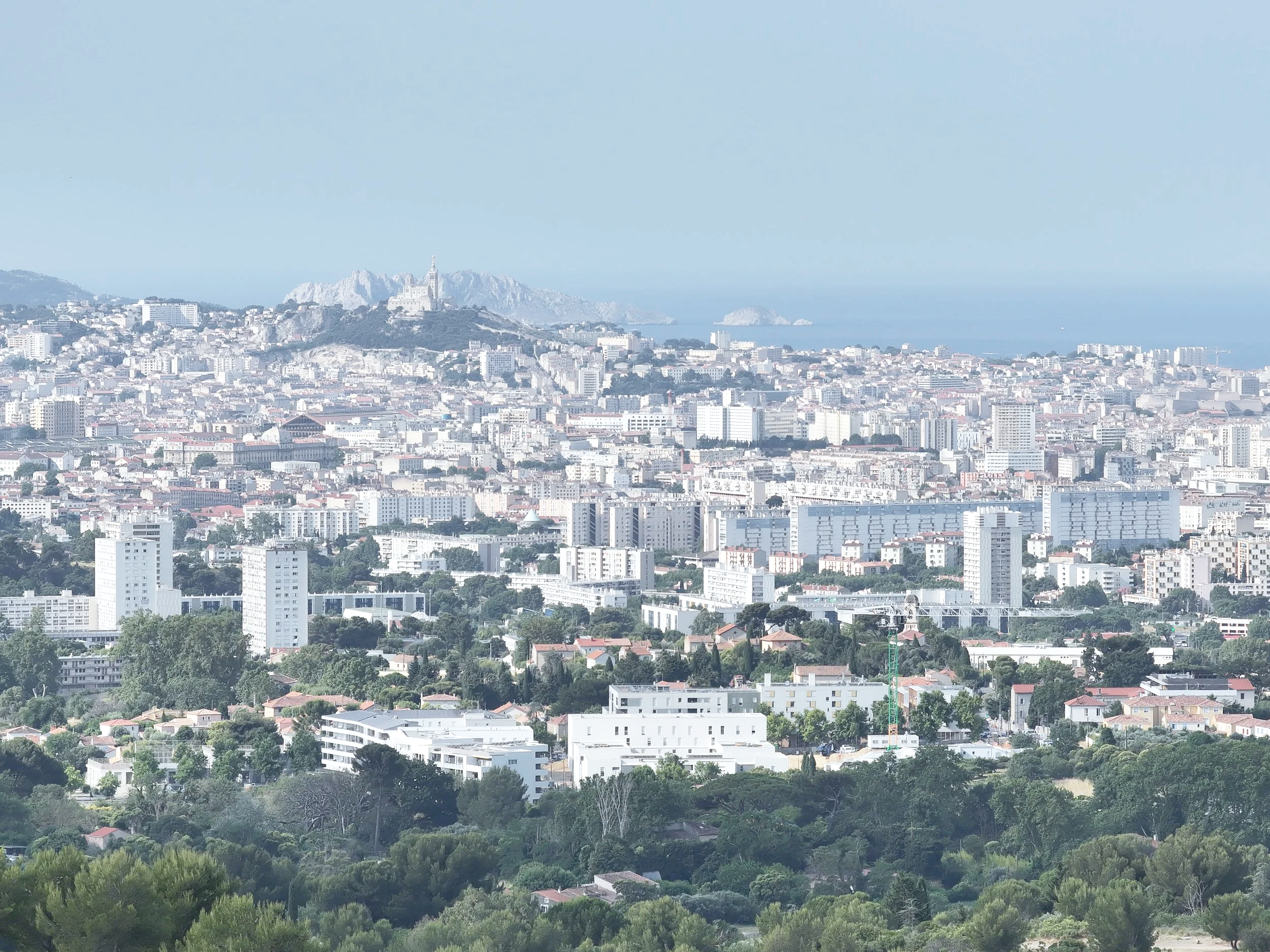 mer, marseille, drone, côte, ville