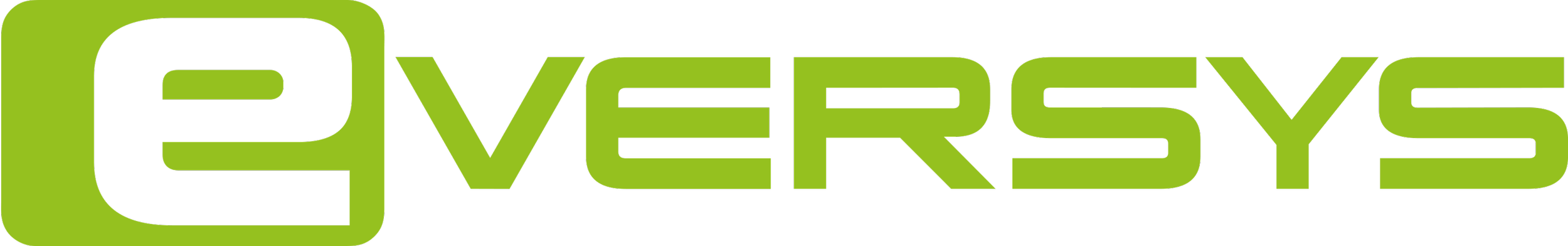 The logo of Eversys, featuring a stylized 'E' inside a lime green square and the company's name in green and black stylized letters.