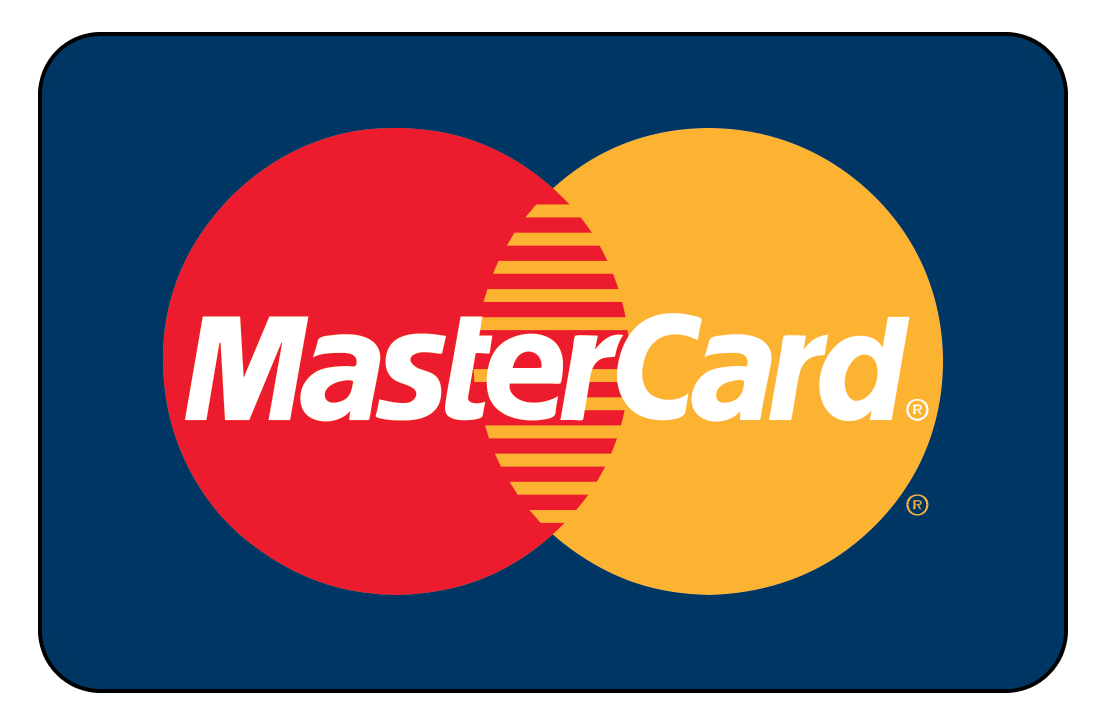 MasterCard logo with two overlapping circles, one red and one yellow, on a dark background.