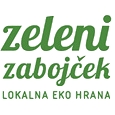 Logo with the words 'Zeleni Zobojček' and 'Lokalna Akcija Grminka' in green and black fonts