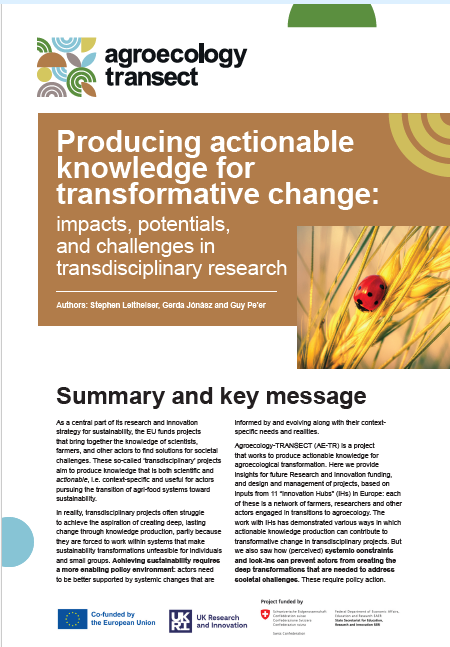 Policy brief: Producing actionable knowledge for transformative change: impacts, potentials, and challenges in transdisciplinary research [read full report]