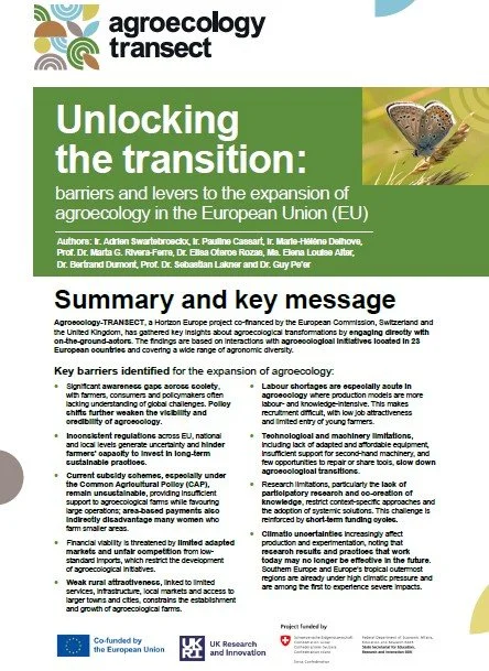 Policy brief: Unlocking the transition: barriers and levers to the expansion of agroecology in the European Union [read the full report]