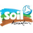 Logo for Soil Association featuring stylized text and earthy colors