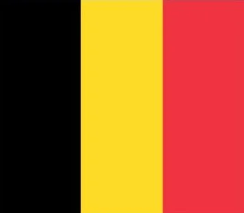 Flag of Belgium with black, yellow, and red vertical stripes.