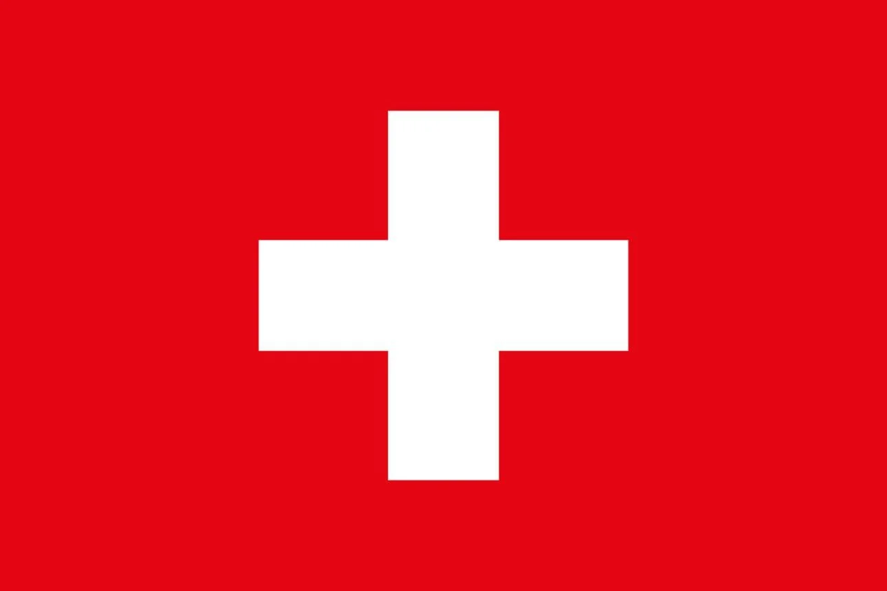Red background with a white cross in the center, representing the Swiss flag.