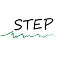 The word 'STEP' written in black marker with a green underline or squiggle underneath.