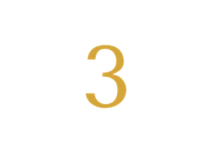 a large gold number three in the center.