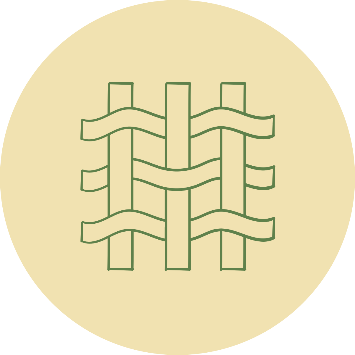 Illustration of a woven wooden fence.