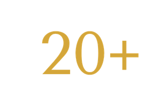 Gold text displaying '20+'