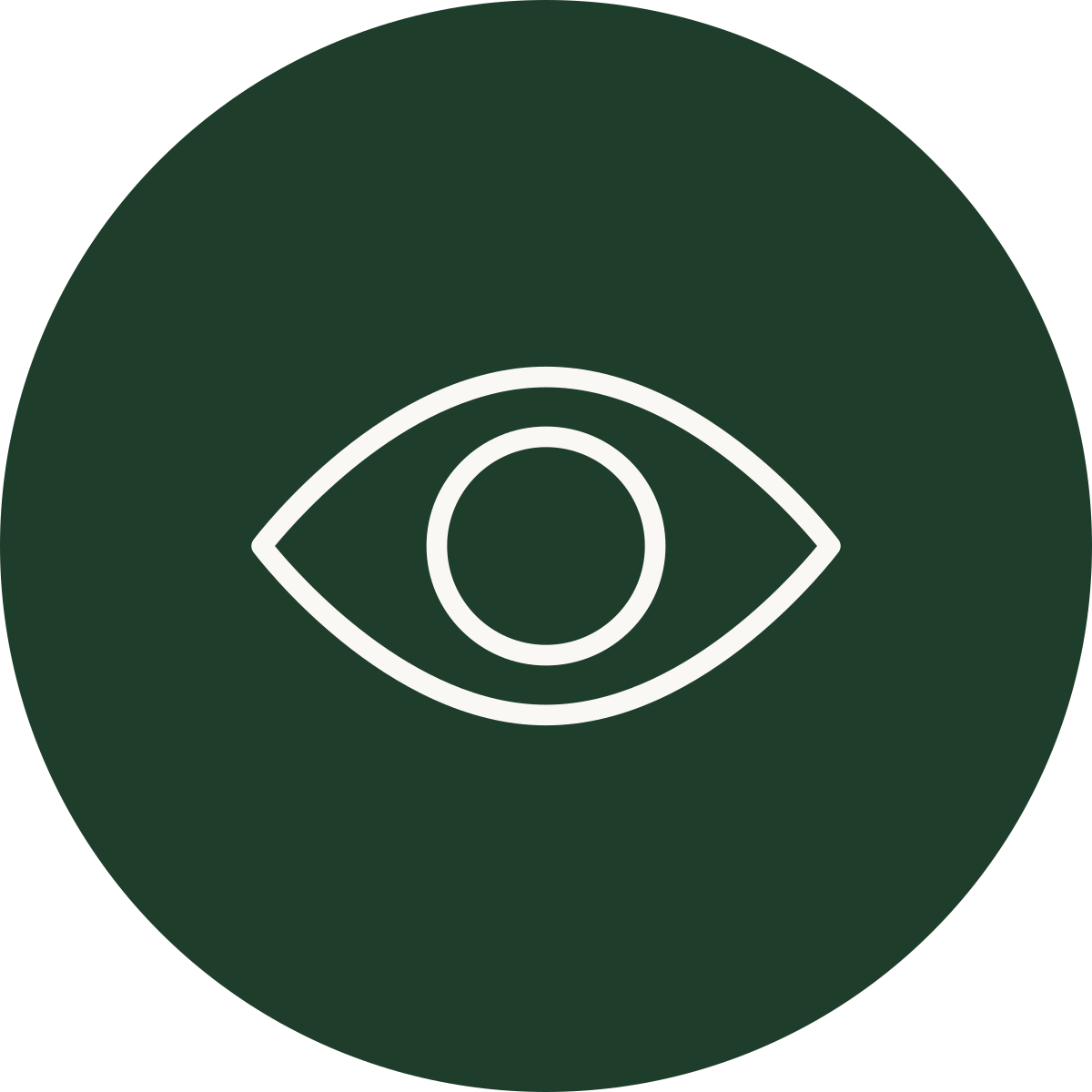 Icon of an eye on a dark green circular background