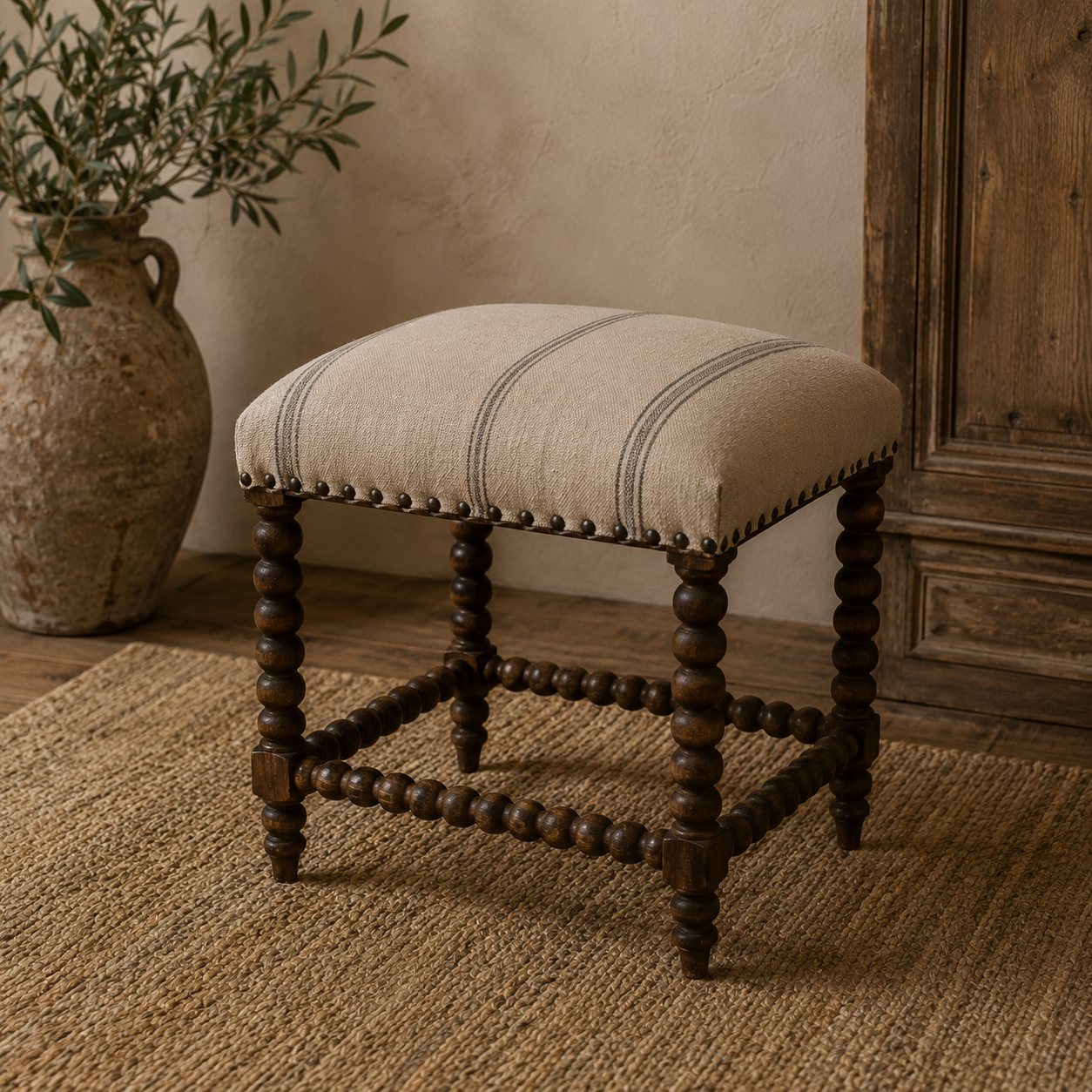 Upholstered Bobbin Stool