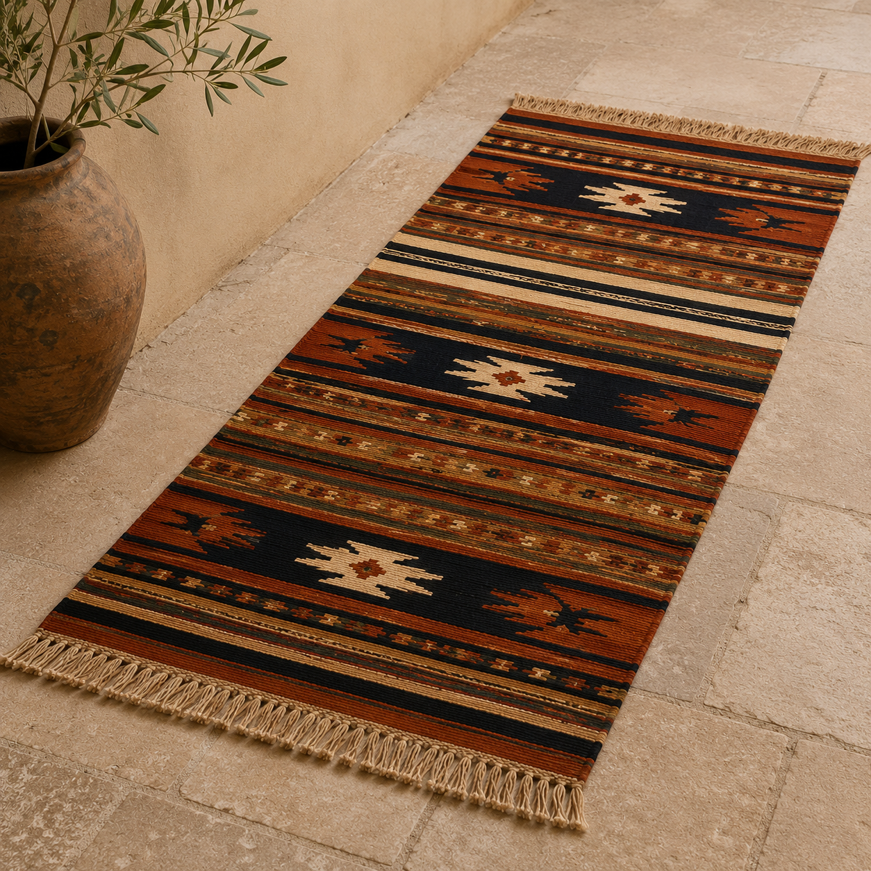 Striped Wool Kilim Runner