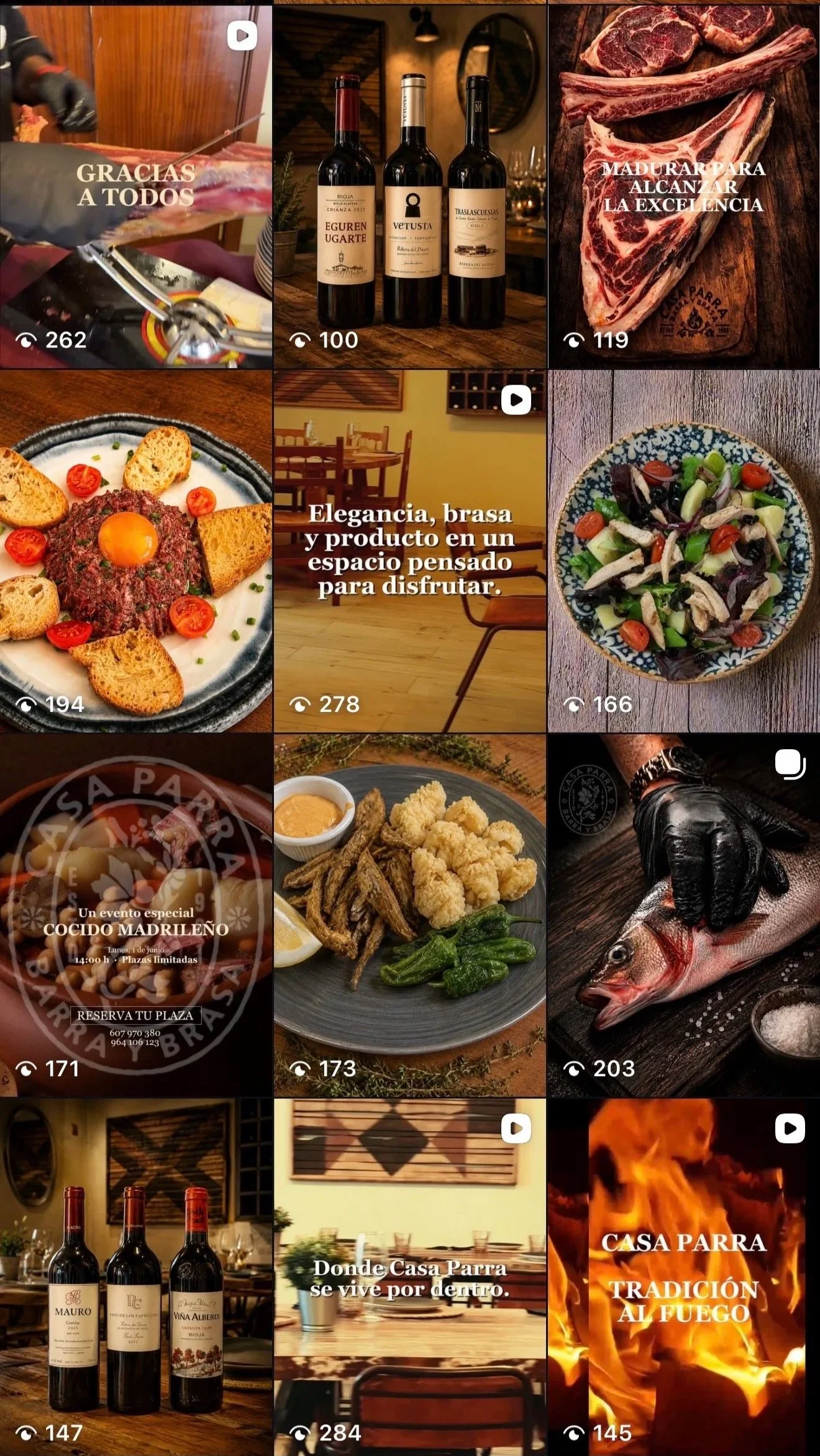 Trabajomen Instagram con Casa Parra, restaurante en Castellón