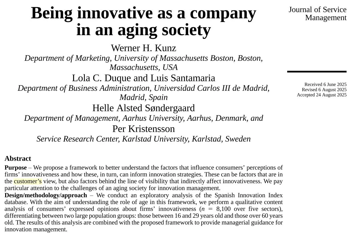 New Paper: How to Be innovative as a company in&nbsp;an&nbsp;aging society