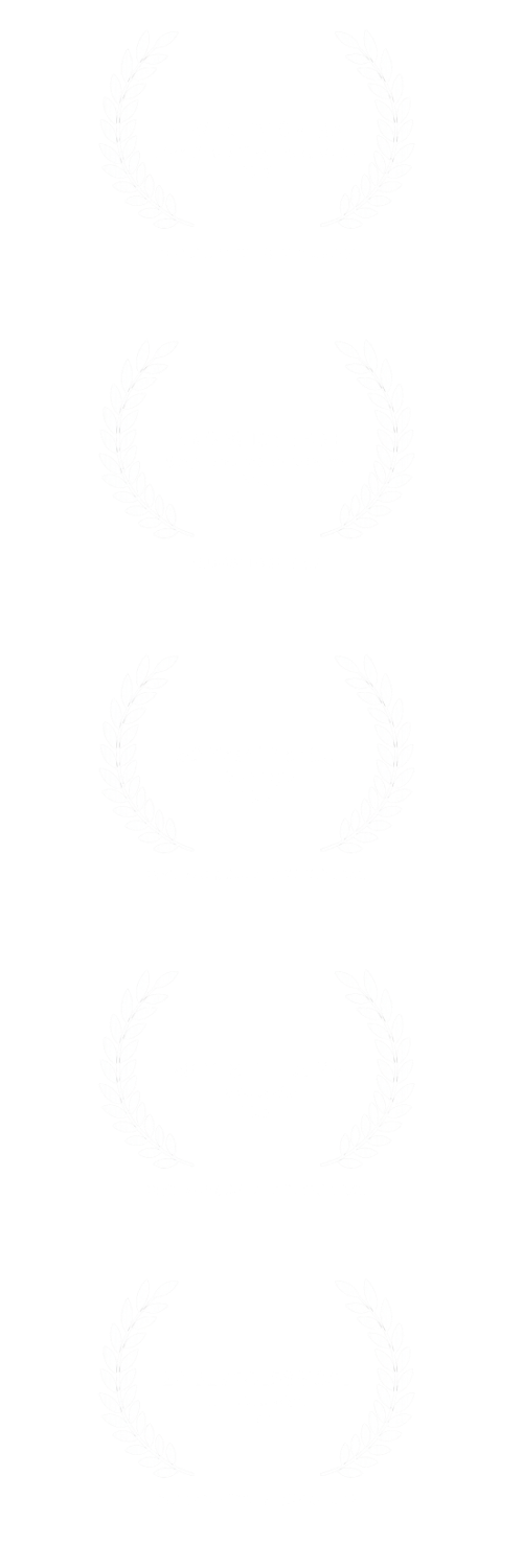 Four award certificates with white laurel wreaths, black backgrounds, and white text, recognizing achievements in opera, theatre, and classical music from the year 2022.