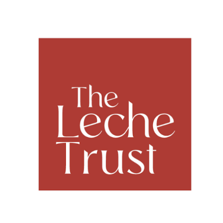 Red square logo with white text that reads "The Leche Trust".