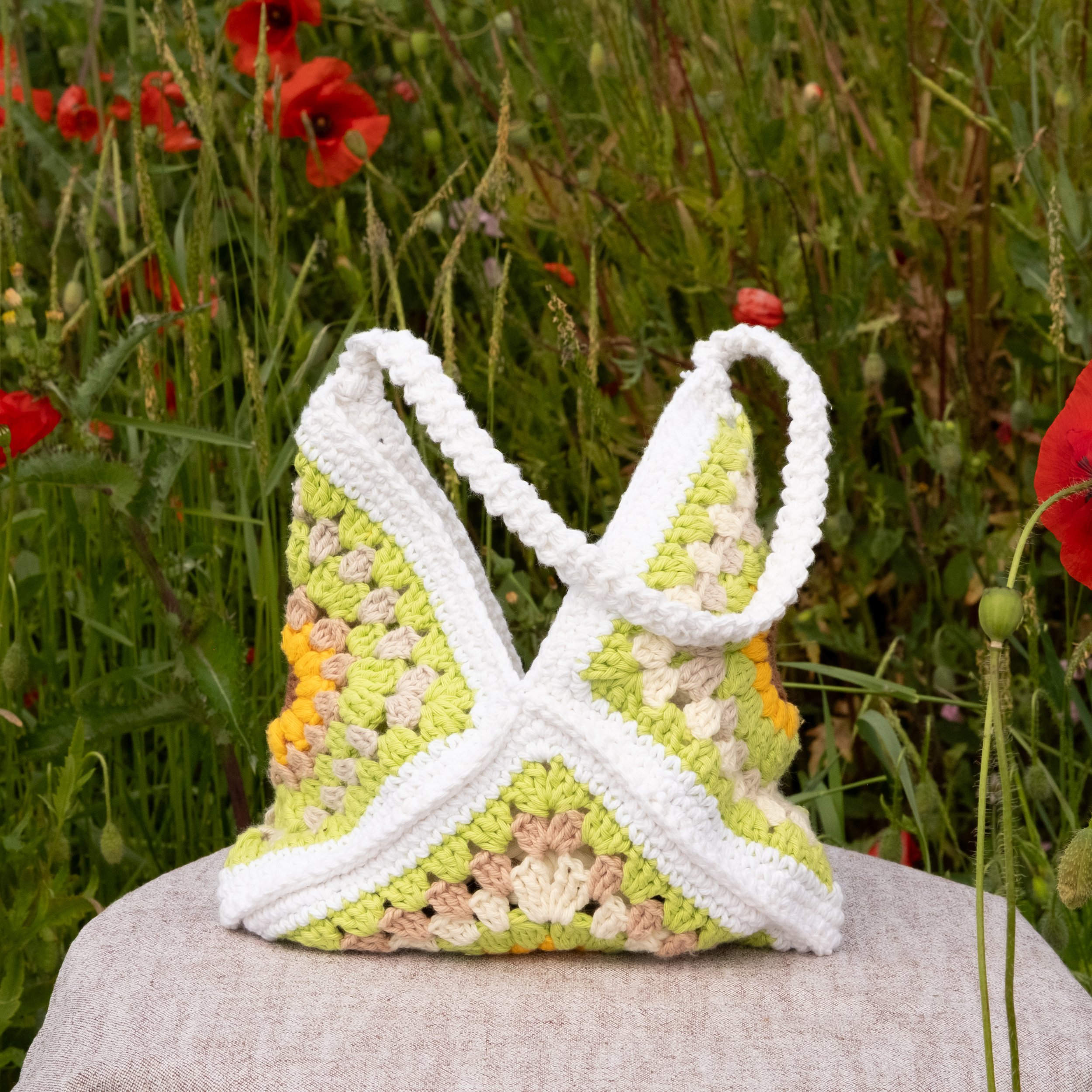 petit sac en crochet essentiel girasol jaune vert blanc
