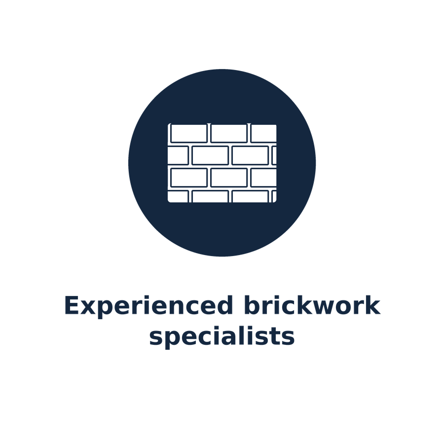 Icon of a brick wall with the text 'Experienced brickwork specialists' underneath.