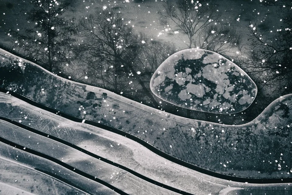 An Icescape collaged image looking like an image of the night sky