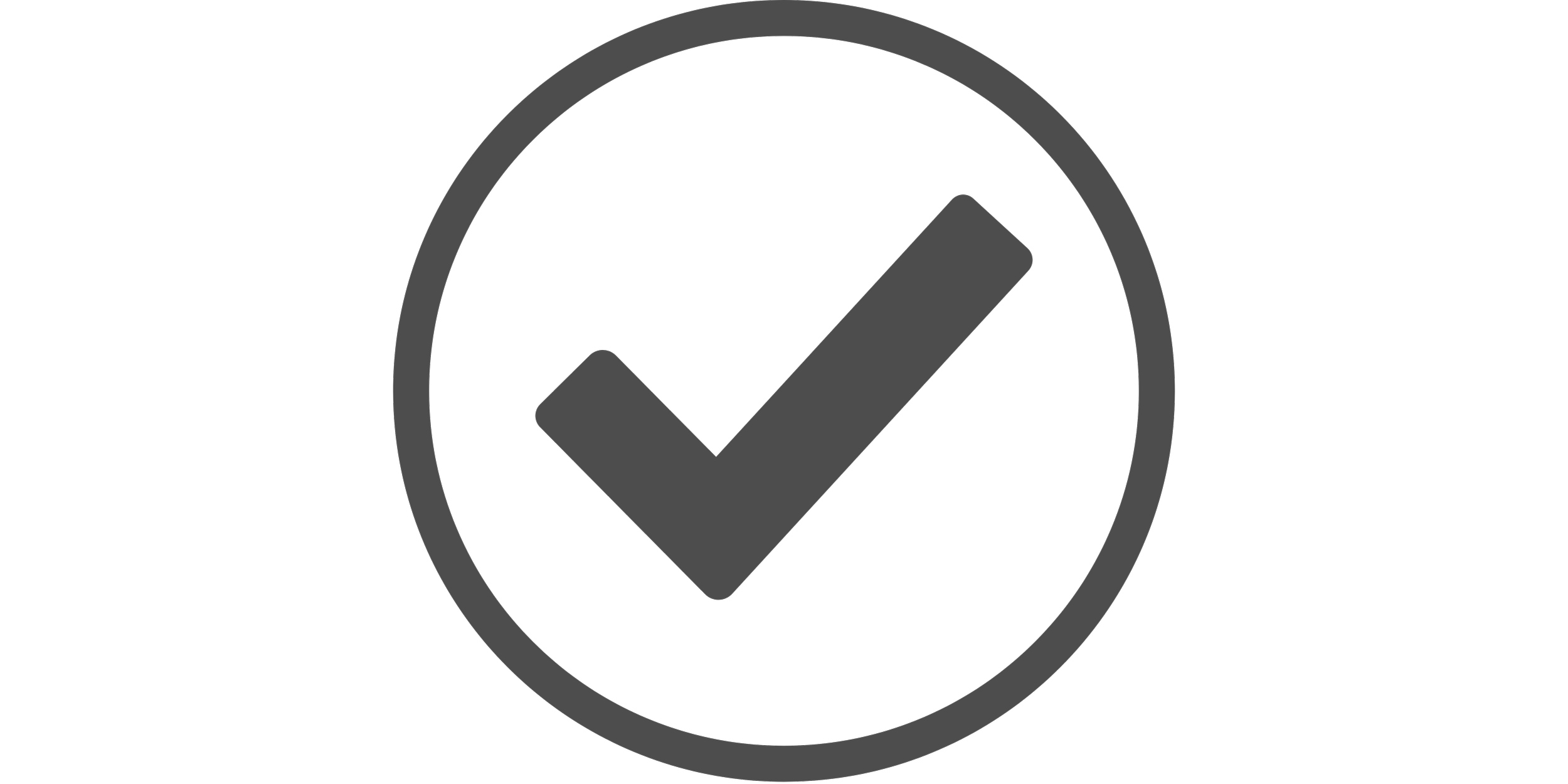 A black circle with a gray checkmark inside it.