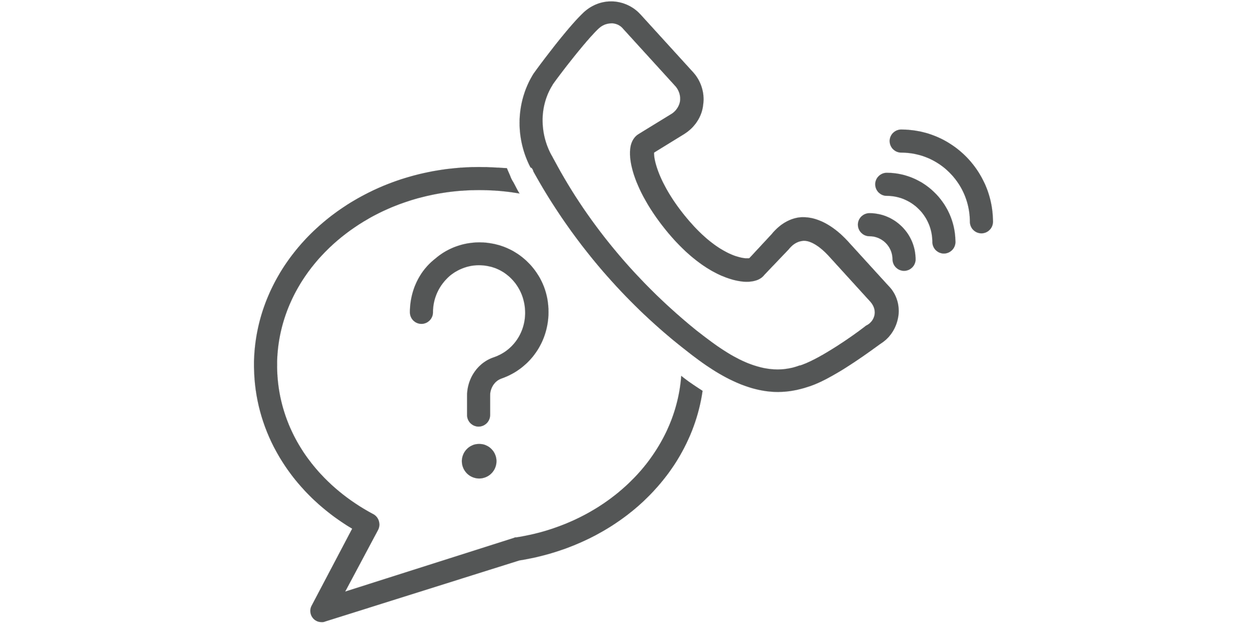 A black and white outline of a hand holding a telephone receiver with sound waves indicating a call in progress.