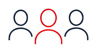 Three project professionals with the team leader highlighted in red